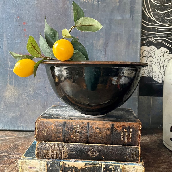 Large Black Studio Pottery Bowl