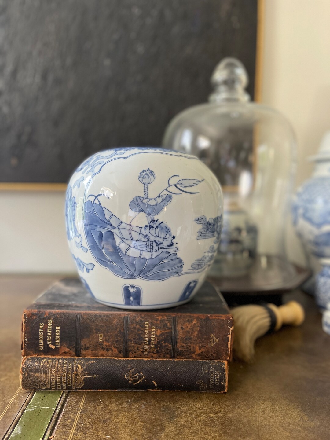 Vintage Blue and White Chinoiserie Vase - Etsy