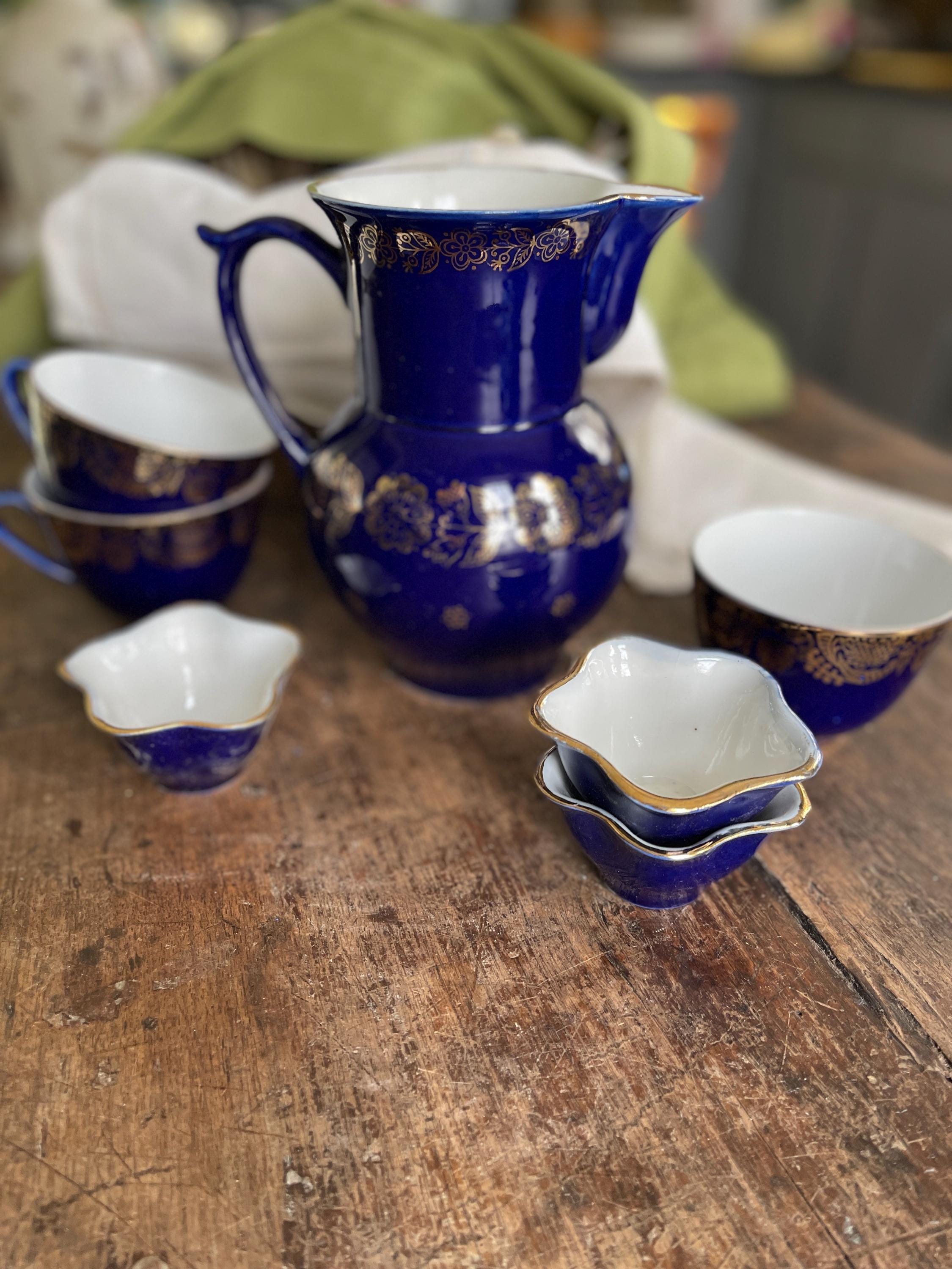 クリアランス - ヴィンテージコバルトブルーティーポットシリーズ7点