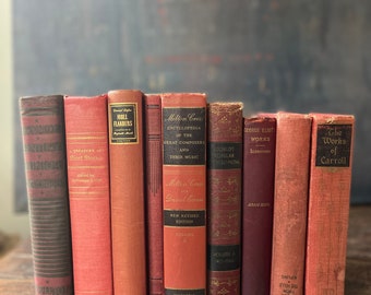 Vintage Book Stack, Red & Black Decor Bookshelf Display