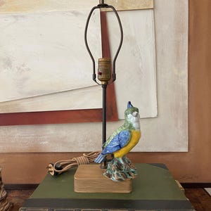 Early 20th Century Italian Ceramic Parrot Table Lamp