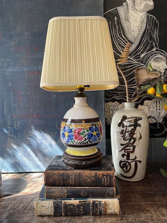 Vintage Italian Floral Ceramic Urn Lamp