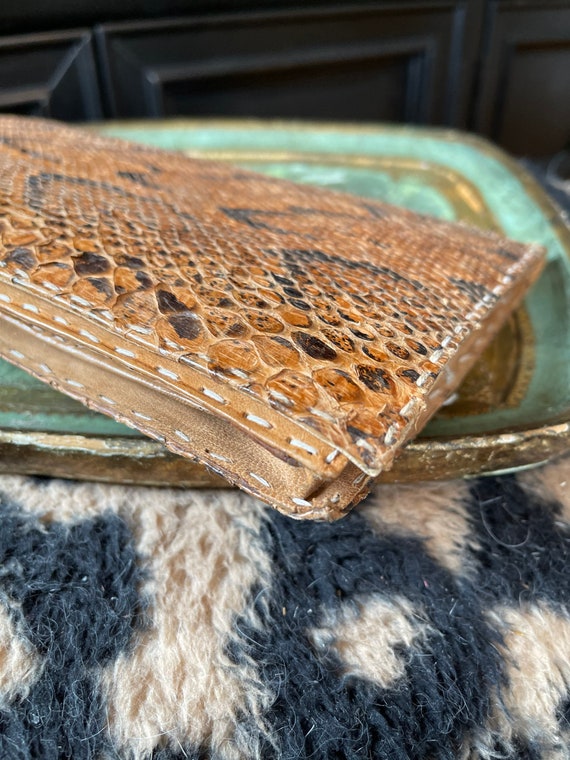 Snakeskin Handbag Clutch Natural Purse - image 2