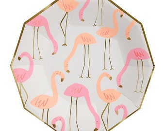 Flamingo Party decor, flamingo plates, flamingo cups, flamingo napkins, tropical party plates, flamingo neon party plates and napkins