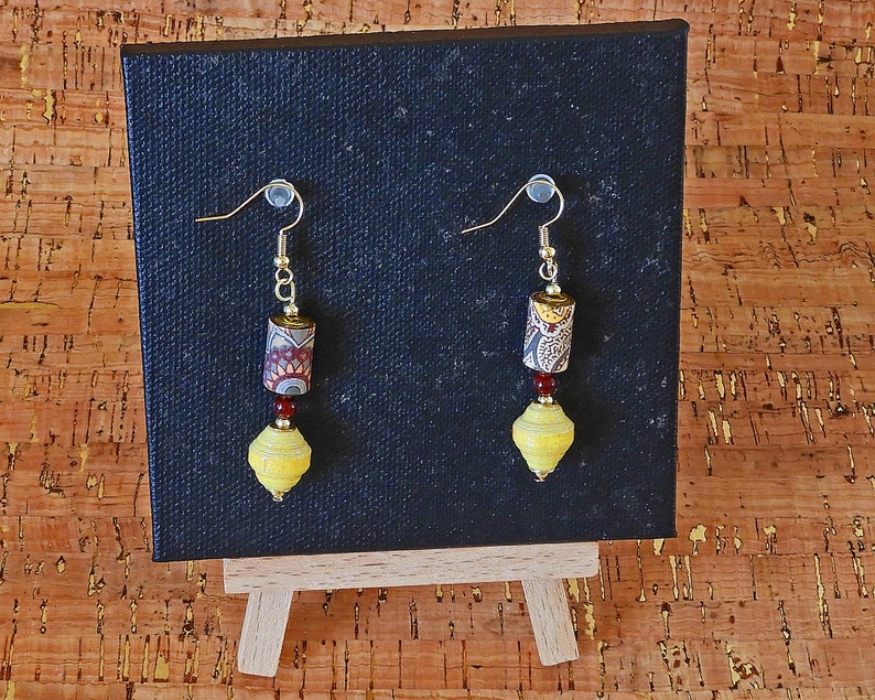 Handmade Paper Bead Bracelet /& Earrings Earth Tone Paisley