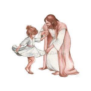 Digital Christ Dancing with Little Girl