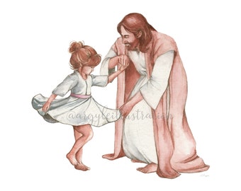 Digital Christ Dancing with Little Girl