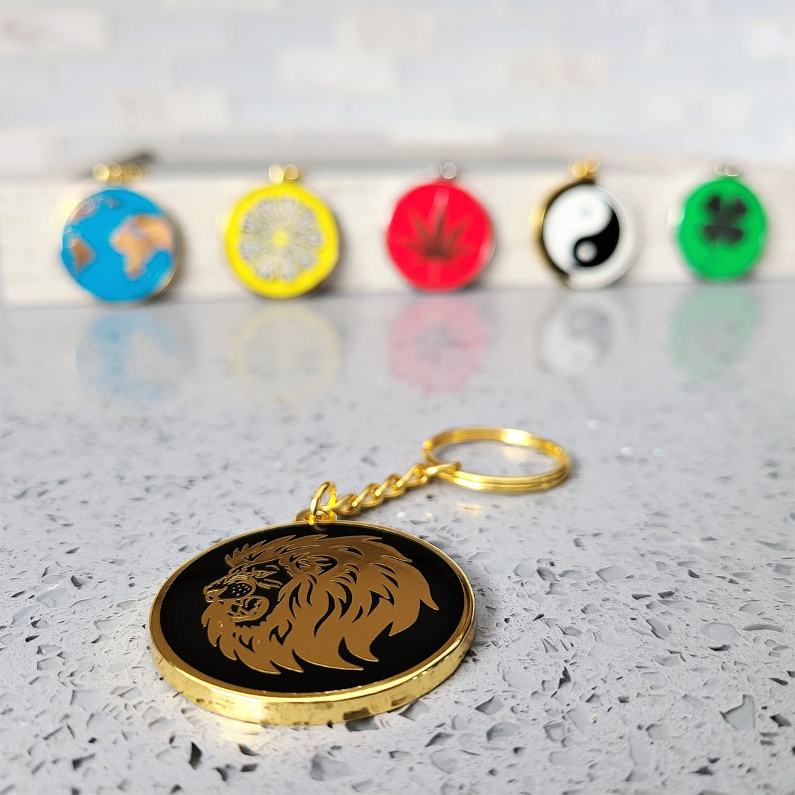 Powerful Lion Head Round Pendant Keychain Lion Gift Lion Etsy UK