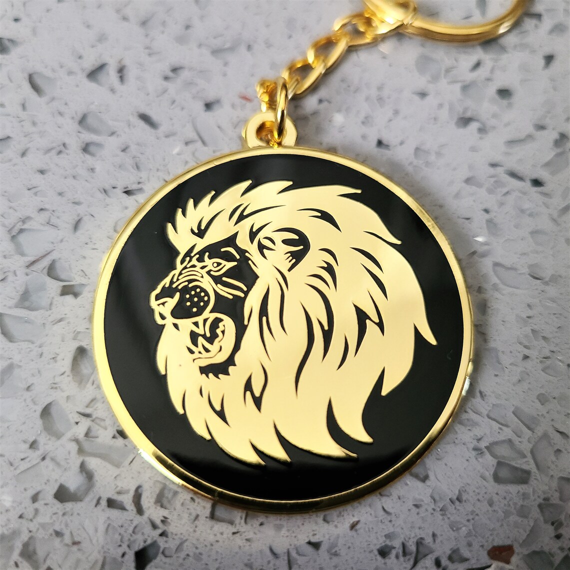 Powerful Lion Head Round Pendant Keychain Lion Gift Lion Etsy UK