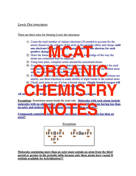 Mcat Organic Chemistry Notes For A 515 Etsy