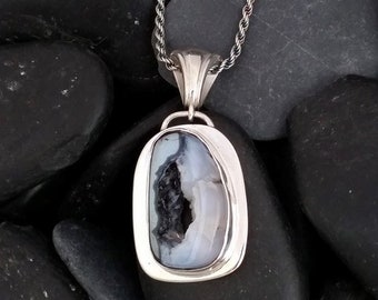 Black & White Druzy Geode Pendant