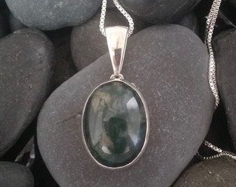 Moss Green Agate Pendant
