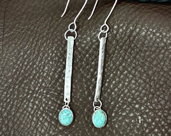 Turquoise drop on sterling silver earrings