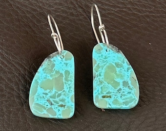 Kingman Turquoise slab earrings