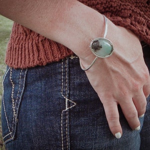 Pulsera de plata de ley Moss Agate