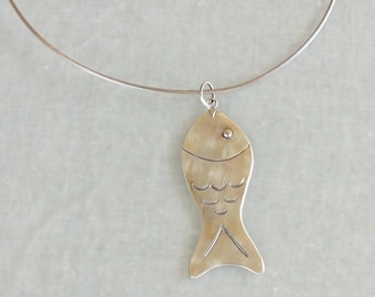 Sardine Pendant Fish Necklace – Hand Engraved Sterling Silver