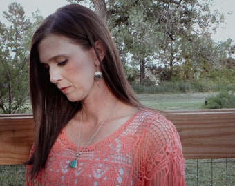 Buffalo Nickel Earrings {Coral Drop}