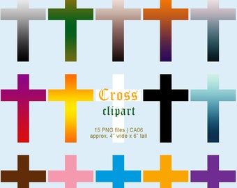 Christian Crosses Clipart, Easter Cross Clipart, Rainbow Crosses, Baptism Cross, Easter Cross, Scrapbook Clipart, Commercial Use, Item CA06