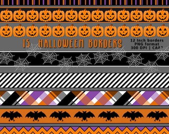 Halloween Borders Clipart, Digital Borders Clipart, Scrapbook Clipart, Scrapbook Edging, Orange, Purple and Black, Commercial Use, Item CA07