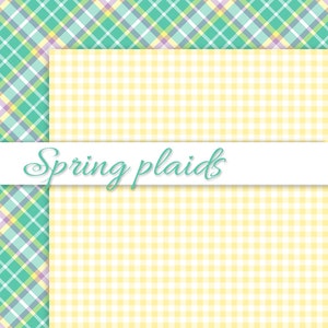 Spring Plaids, Digital Easter Paper, Digital Plaid Paper, Spring Patterns, Scrapbook Paper, Easter Plaid Paper, Commercial Use, Item PS61 image 5