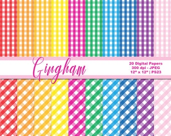 Gingham Digital Papers, Gingham Scrapbook Papers, Digital Download, Commercial Use, Item PS23