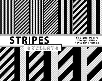 Stripes Digital Overlays, Black Stripes Overlays, Striped Overlays, Digital Backgrounds, Digital Overlays, Commercial Use, Item PSO-34