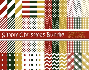 Pacchetto Simply Christmas, carta digitale per album natalizi, sfondi natalizi, download digitale, uso commerciale, articolo PSB20