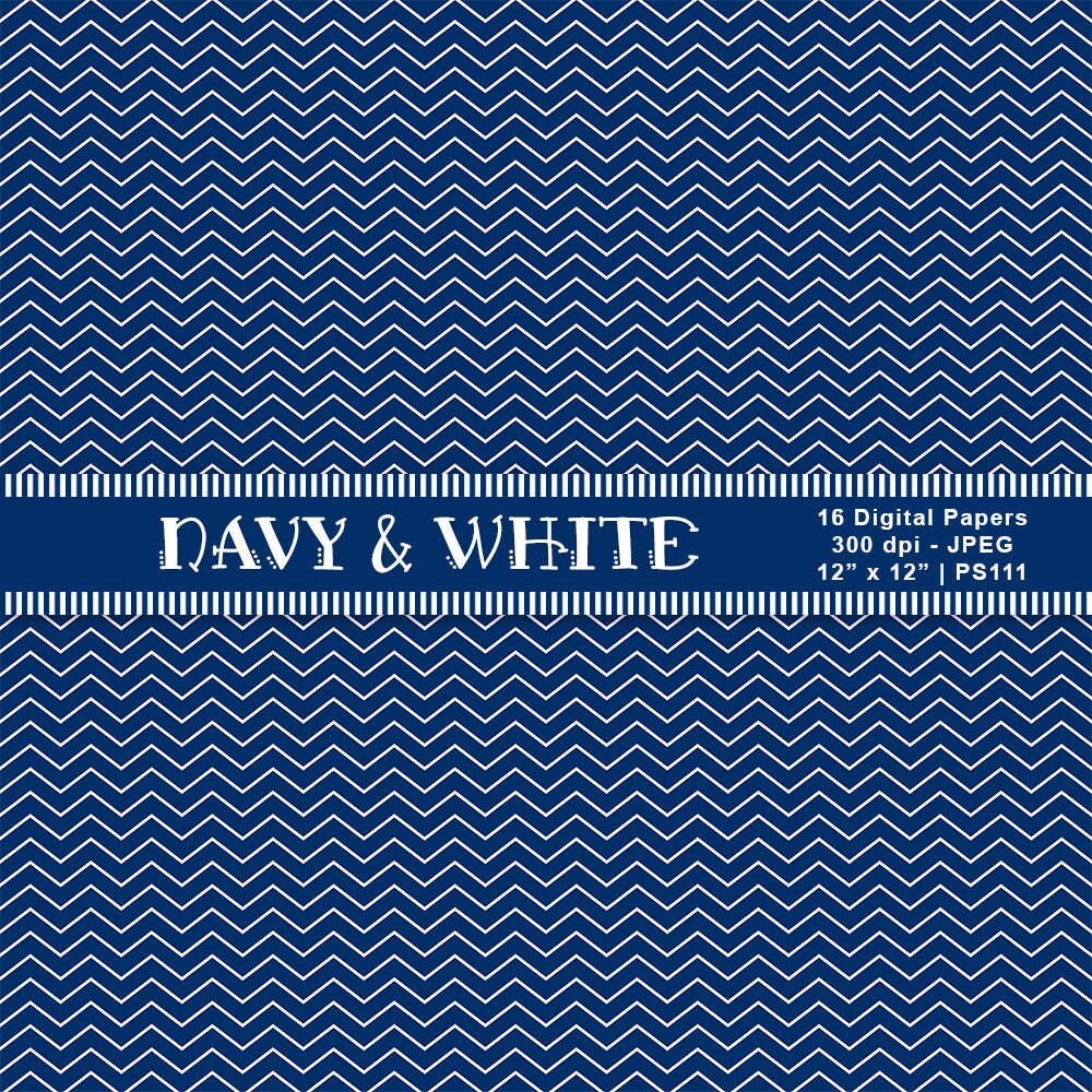 Navy & White Paper Digital Scrapbook Papers Navy Etsy