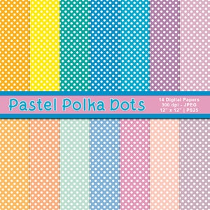 Pastel Polka Dot papier, digitale Scrapbook papier, Polka Dot Paper, Pastel papier, digitale achtergronden, Instant Download, Item PS25