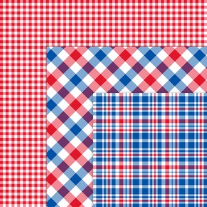 Red White & Blue Digital Plaid Paper, Patriotic Papers, July 4th Printables, Independence Day Digital Backgrounds, Commercial Use, Item PS99 image 2