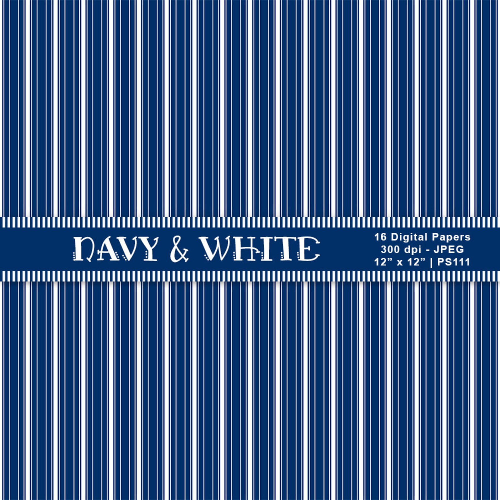 Navy & White Paper Digital Scrapbook Papers Navy Etsy