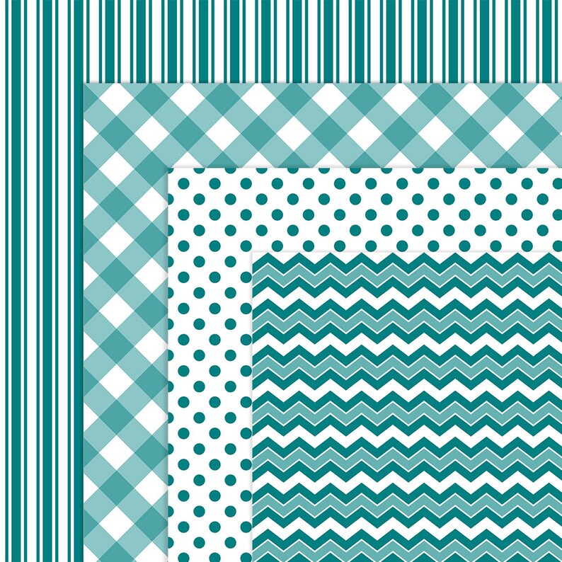 Teal Basics Digital Paper Teal Digital Backgrounds Teal Etsy