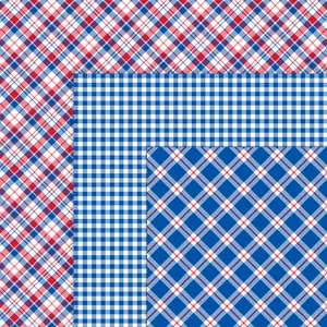 Red White & Blue Digital Plaid Paper, Patriotic Papers, July 4th Printables, Independence Day Digital Backgrounds, Commercial Use, Item PS99 image 8