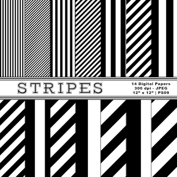 Schwarz Weiss Gestreifte Digitale Papiere Gestreiftes Papier Etsy