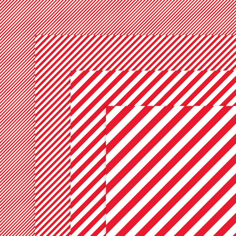 Red & White Striped Digital Paper Vertical and Diagonal Etsy
