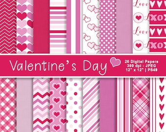 Valentine's Day Digital Paper, Heart Paper, Valentine Paper, Valentine's Scrapbook Paper, Digital Backgrounds, Commercial Use, Item PS49