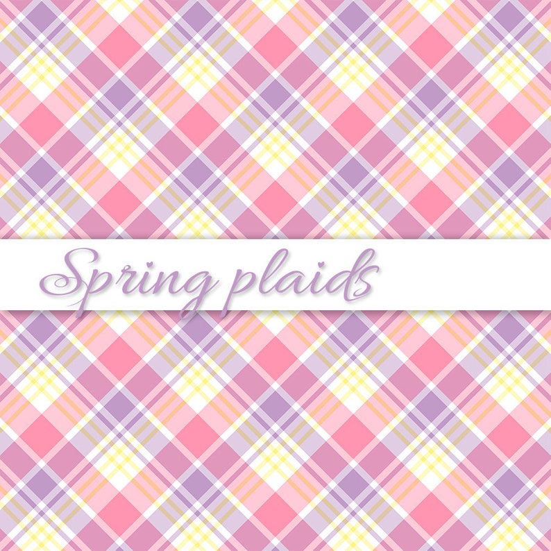 Spring Plaids, Digital Easter Paper, Digital Plaid Paper, Spring Patterns, Scrapbook Paper, Easter Plaid Paper, Commercial Use, Item PS61 image 6