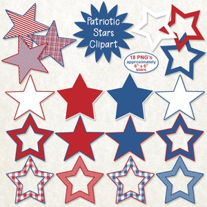 Patriotic Mix Papers, 4th of July Papers, Stars Clipart, Independence Day, Scrapbook Papers, Commercial Use, Instant Download, Item PS29 image 2