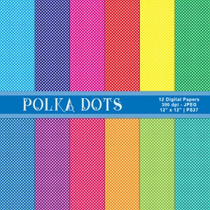 Small Polka Dot Papers, Polka Dot Scrapbook Papers, Digital Polka Dot Paper, Polka Dots, Instant Download, Commercial Use, Item PS27