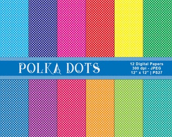 Small Polka Dot Papers, Polka Dot Scrapbook Papers, Digital Polka Dot Paper, Polka Dots, Instant Download, Commercial Use, Item PS27