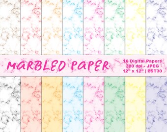 Marble Backgrounds, Marble Digital Paper, Abstract Marble, Marbled Paper, Scrapbook Paper, Commercial Use, Instant Download, Item PST30