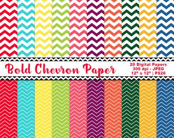 Chevron Digital Paper, Chevron Backgrounds, Bold Chevron Pattern, Chevron Scrapbook Paper, Chevron Printables, Commercial Use, Item PS26