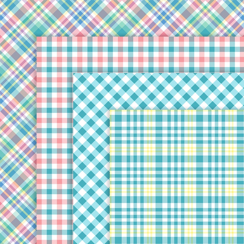 Spring Plaids, Digital Easter Paper, Digital Plaid Paper, Spring Patterns, Scrapbook Paper, Easter Plaid Paper, Commercial Use, Item PS61 image 9