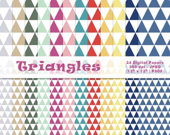 Triangle Patterns, Triangles Paper, Triangle Digital, Triangles Background, Digital Scrapbook Papers, Commercial Use, Item PS08