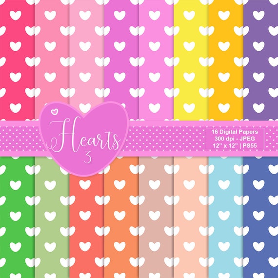 Hearts 3 Digital Papers Heart Backgrounds Digital Valentine Etsy