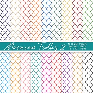 Marokkaanse Trellis Paper, Quatrefoil Digital Papers, Achtergrond Papers, Marokkaanse Printables, Scrapbook Paper, Commercieel Gebruik, Item PS96