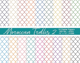 Moroccan Trellis Paper, Quatrefoil Digital Papers, Background Papers, Moroccan Printables, Scrapbook Paper, Commercial Use, Item PS96