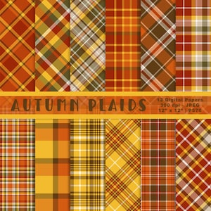 Papier numérique à carreaux d’automne, Papiers numériques d’automne, Arrière-plans d’automne, Papier scrapbook d’automne, Fond à carreaux, Utilisation commerciale, Article PS70