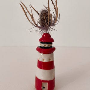 Ceramic Lighthouse Flower Bud Holder. image 1