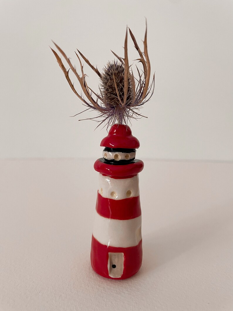 Ceramic Lighthouse Flower Bud Holder. image 1